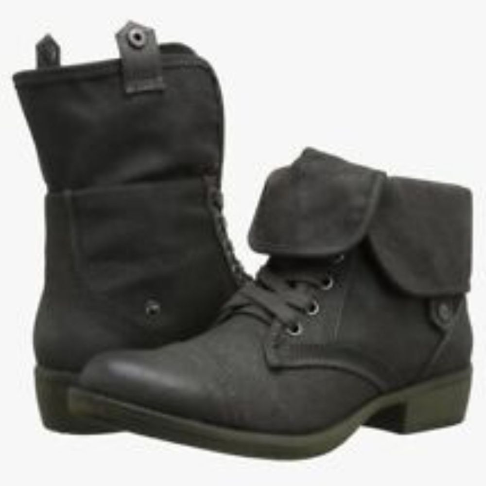 Rocket Dog Taylor Brave Fold Down Top Lace Up Ankle Leather Boots Greenish Gray